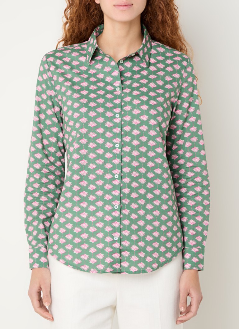 Benetton - Blouse met bloemenprint - Olijfgroen