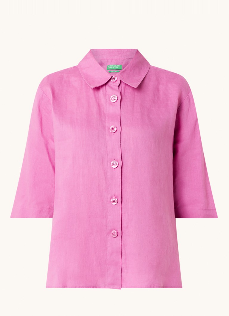 Benetton Blouse van linnen Roze • de