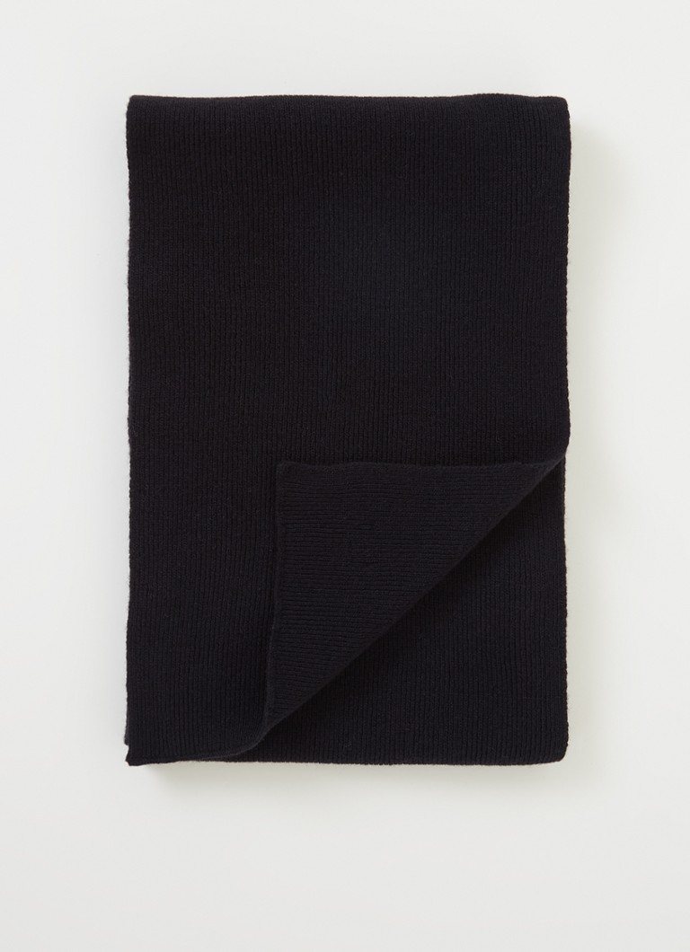 Benetton - Fijngebreide sjaal in wolblend 180 x 20 cm - Zwart