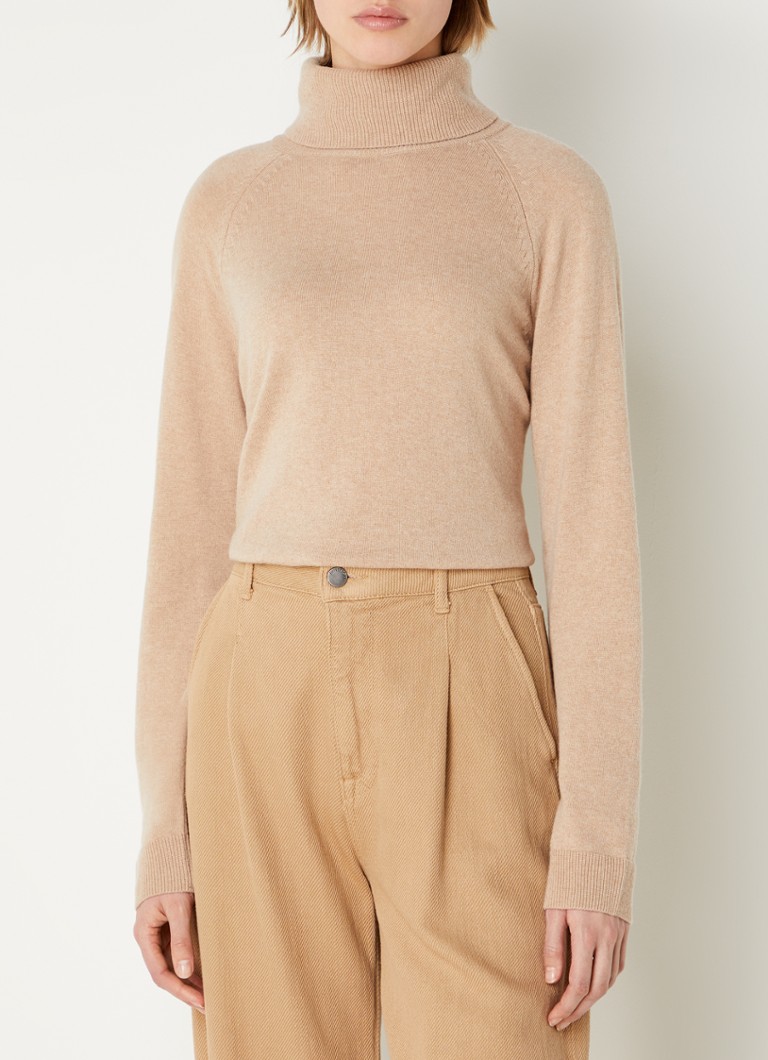 Benetton Fijngebreide trui in kasjmierblend met col • Camel • de