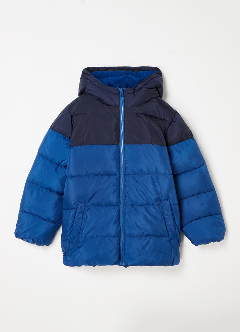 Benetton - Gewatteerde puffer jack met capuchon  - Kobaltblauw