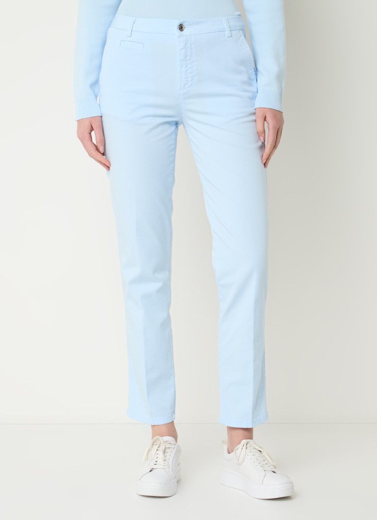 Benetton - High waist slim fit chino met steekzakken - Lichtblauw