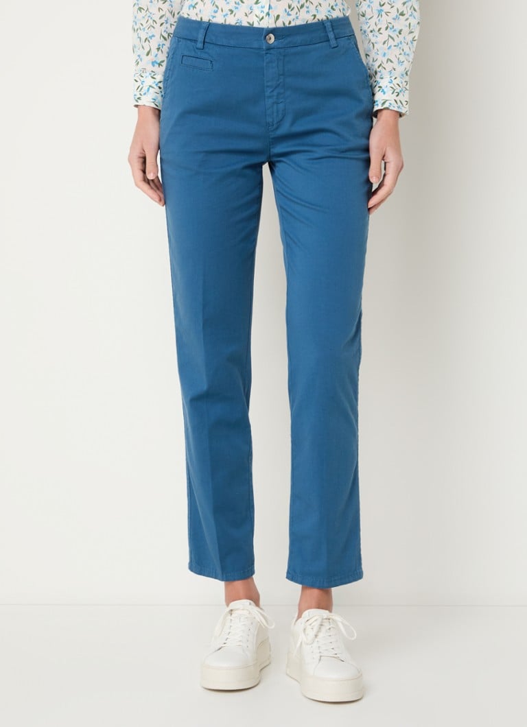 Benetton - High waist slim fit chino met steekzakken - Turquoise
