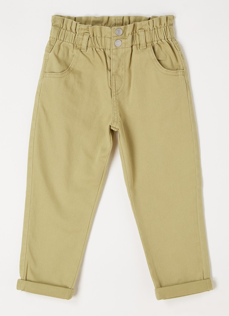 Benetton - High waist tapered fit jeans met stretch - Legergroen