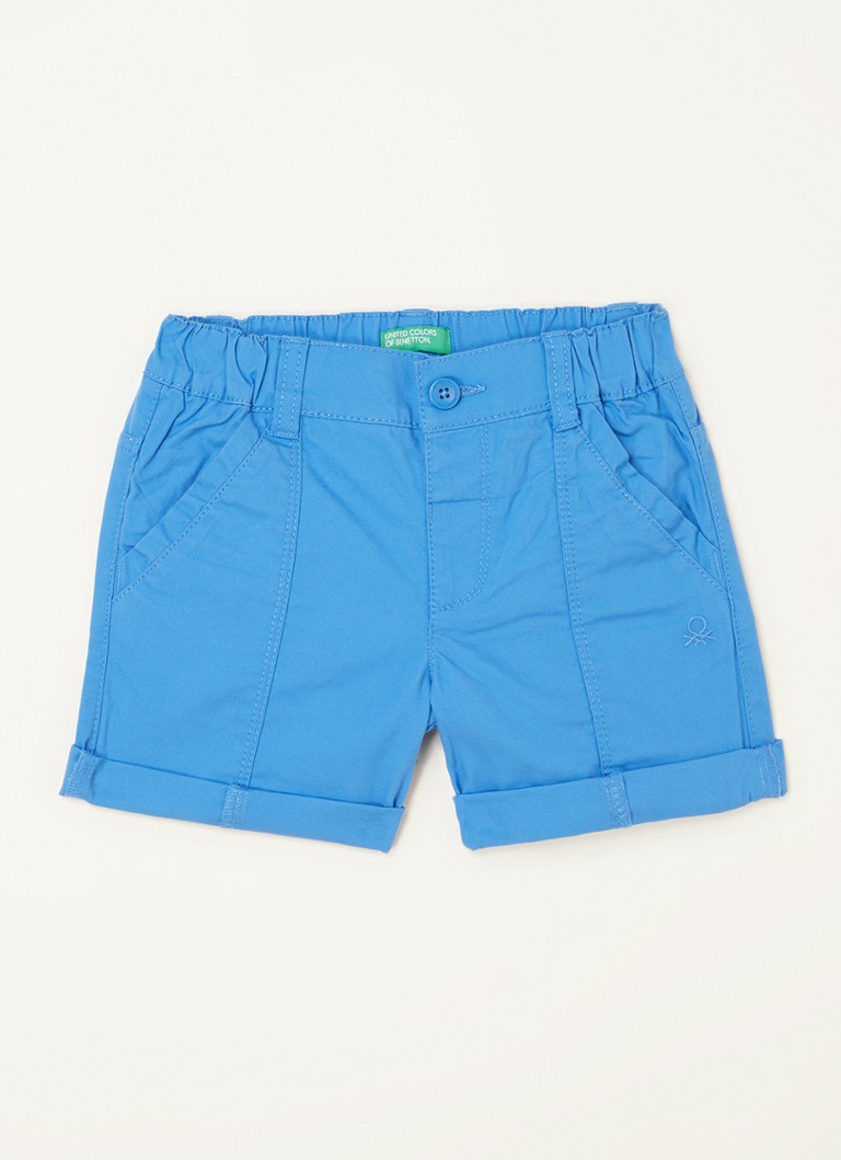 Benetton - Korte broek van canvas met elastische tailleband - Blauw