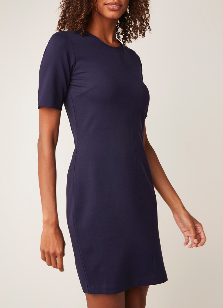 Benetton - Midi-jurk van jersey met siernaden - Donkerblauw
