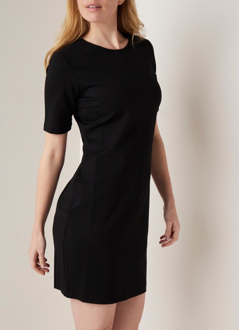 Benetton - Midi-jurk van jersey met siernaden - Zwart