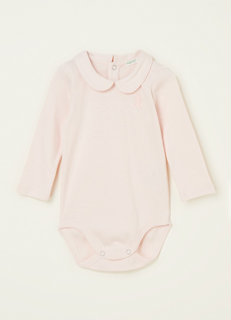 Benetton - Romper van biologisch katoen met kraag - Roze