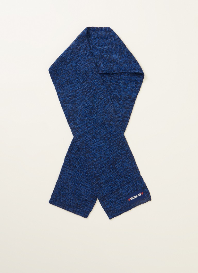Benetton - Sjaal in wolblend met gemêleerd dessin 160 x 20 cm - Kobaltblauw