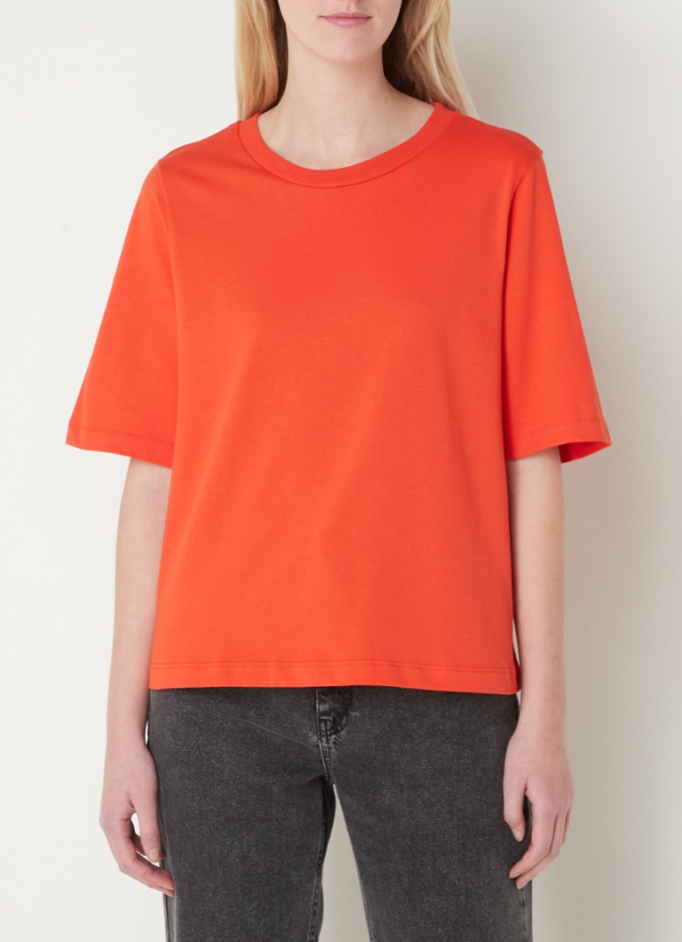 Benetton - T-shirt met ronde hals - Oranjerood
