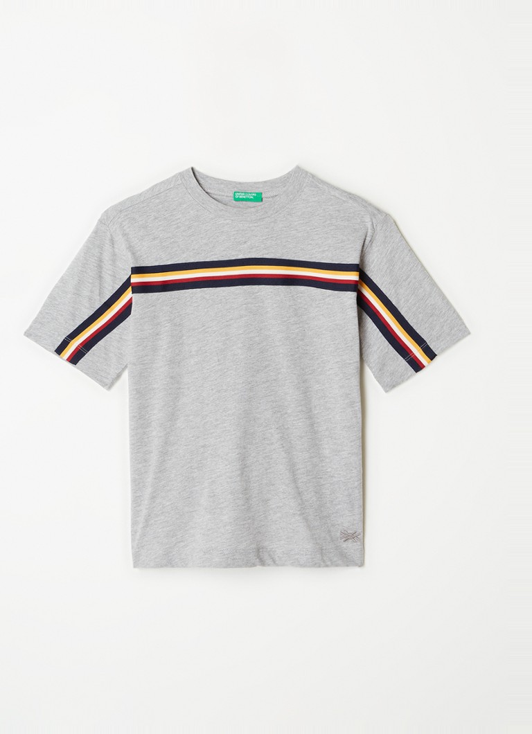 Benetton - T-shirt met streepdetail - Grijs