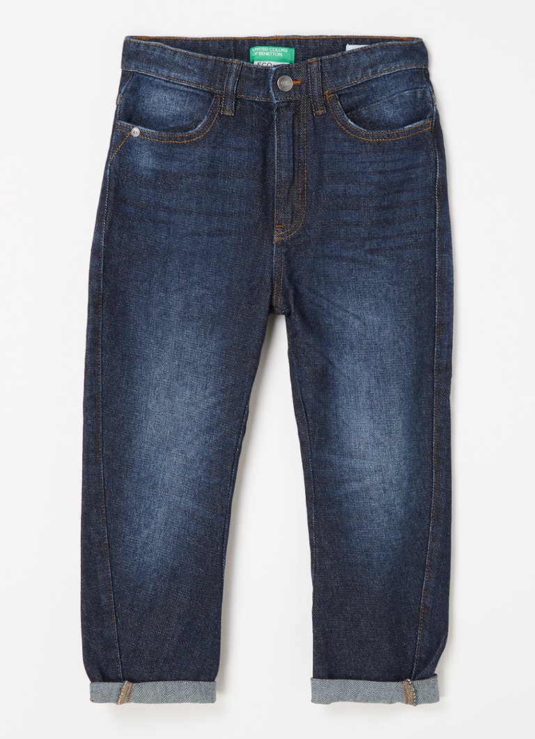 Benetton - Tapered jeans met donkere wassing - Indigo