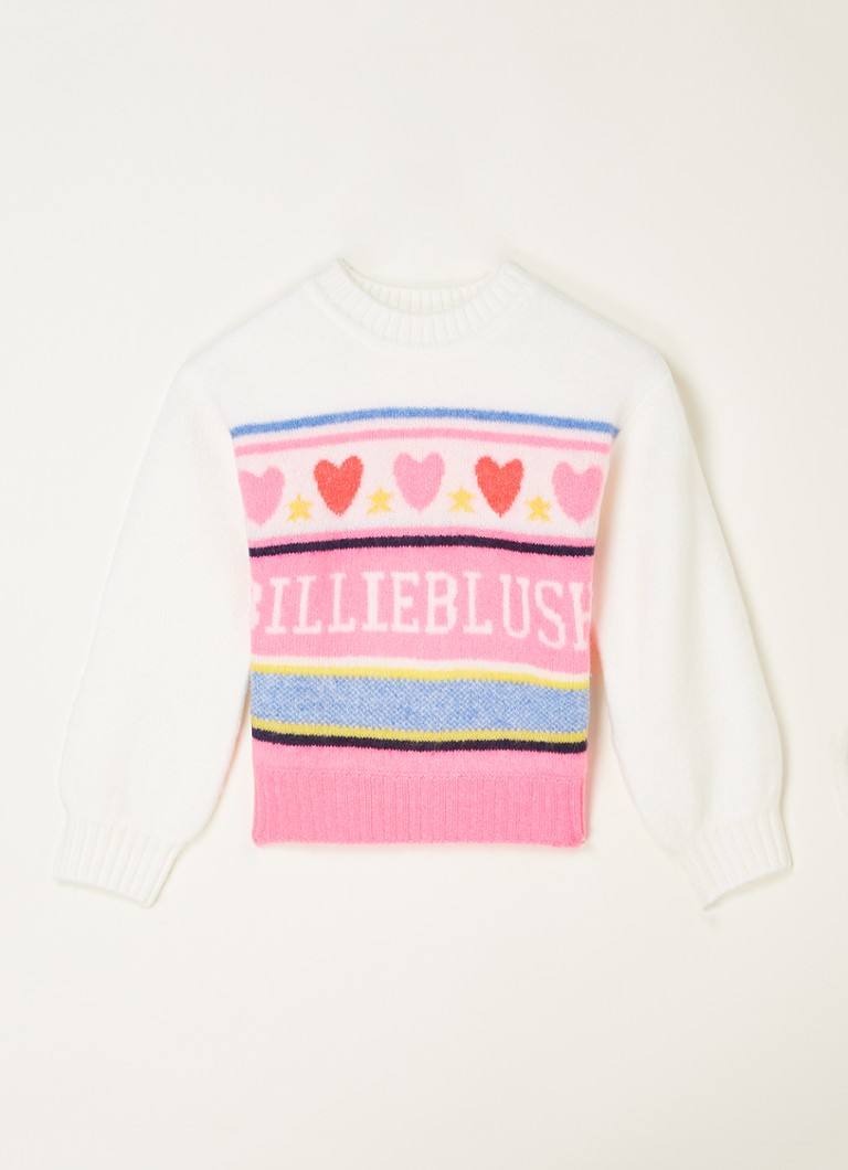Billieblush - Fijngebreide trui met ingebreid logo - Gebroken wit