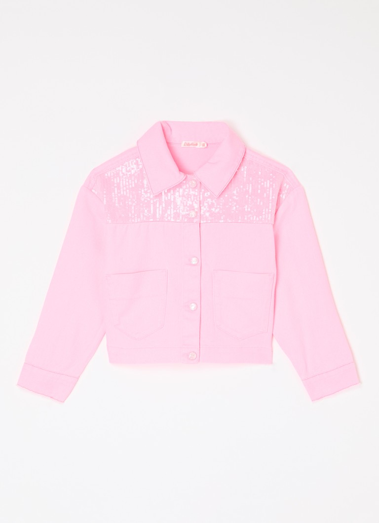 Billieblush - Spijkerjas met pailletten  - Neonroze