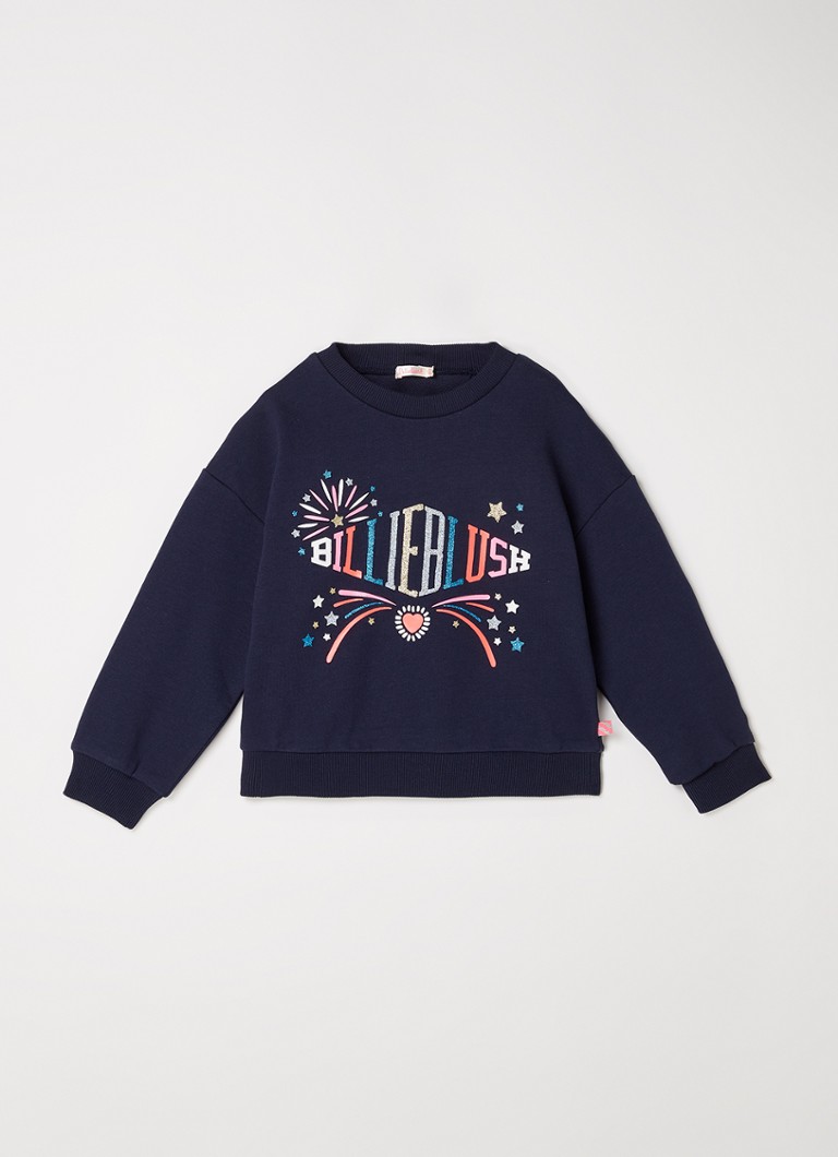 Billieblush - Sweater met logoprint en glitter - Donkerblauw