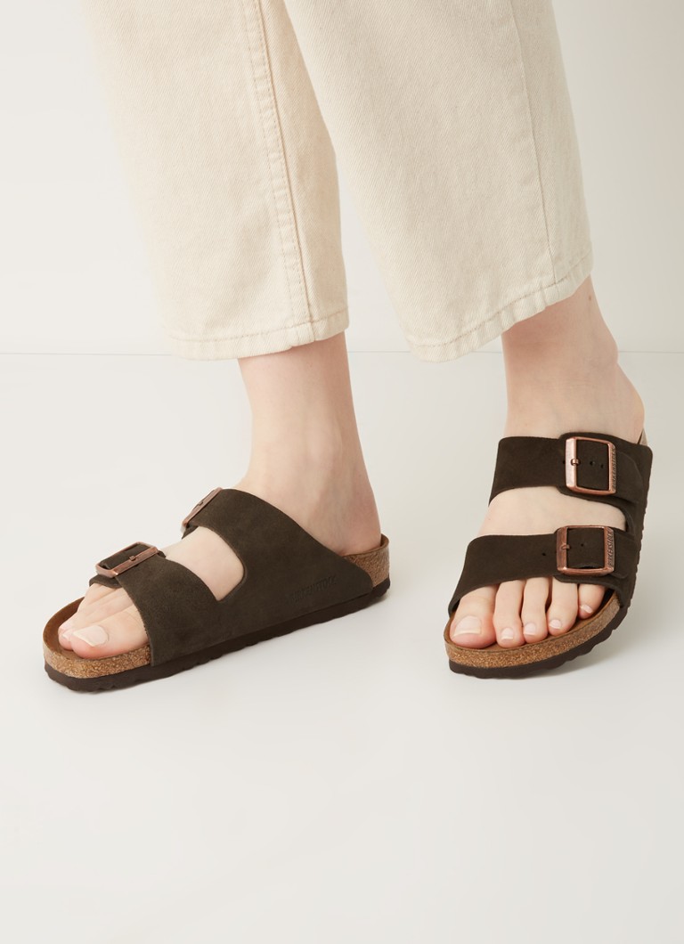 Birkenstock Arizona slipper van leer • Bruin • de Bijenkorf