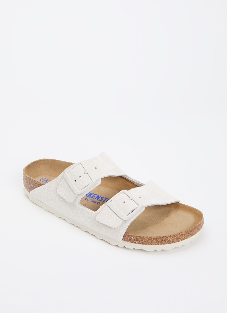 Birkenstock - Arizona slipper van suède - Gebroken wit