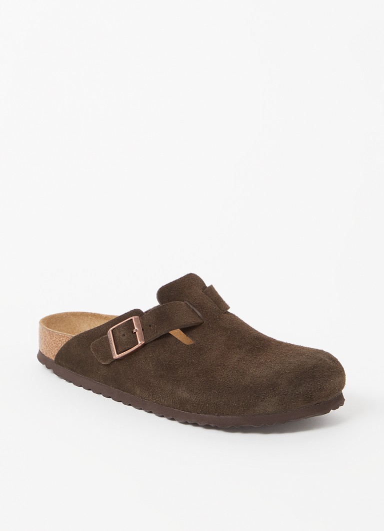 Birkenstock - Boston muiltje van suède - Donkerbruin