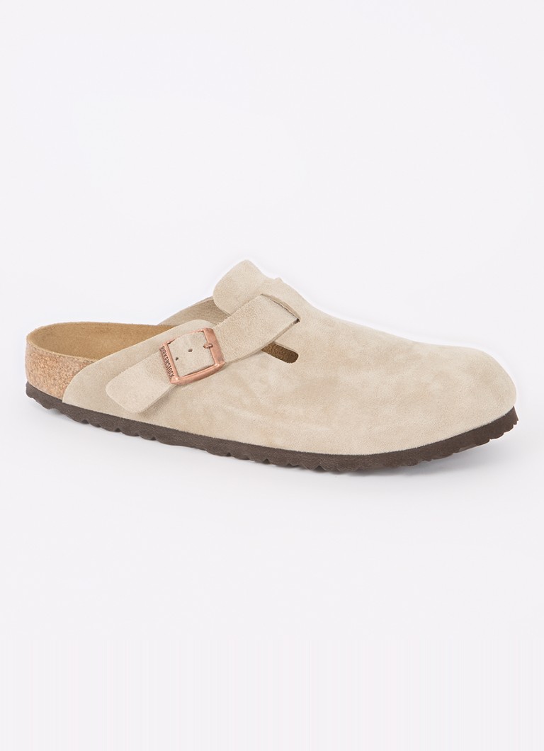 Birkenstock - Narrow Fit Boston muiltje van suède - Khaki