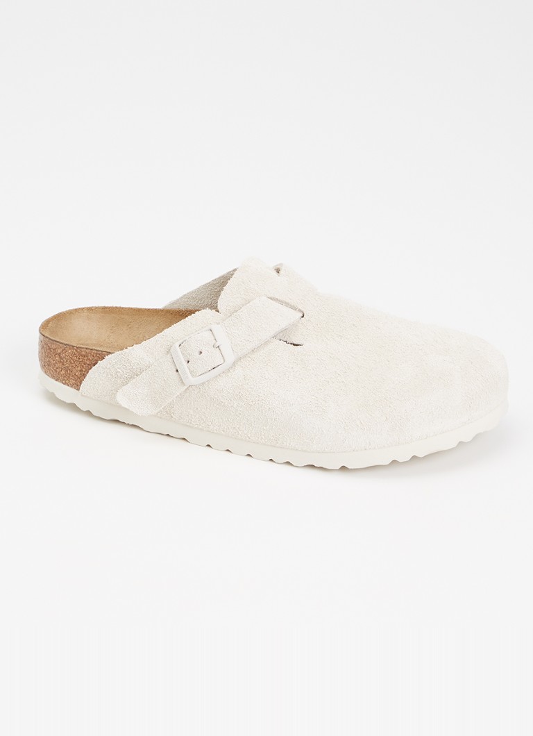 Birkenstock - Narrow Fit Boston muiltje van suède - Wit