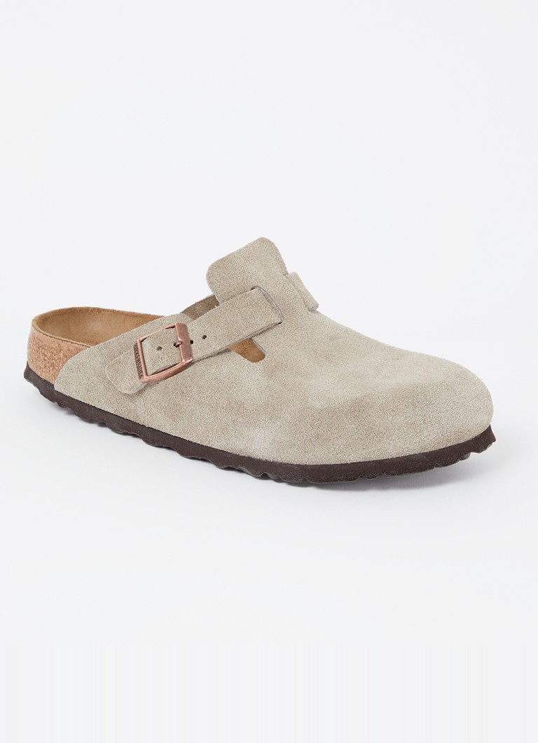 Birkenstock - Narrow Fit Boston muiltje van suède - Taupe