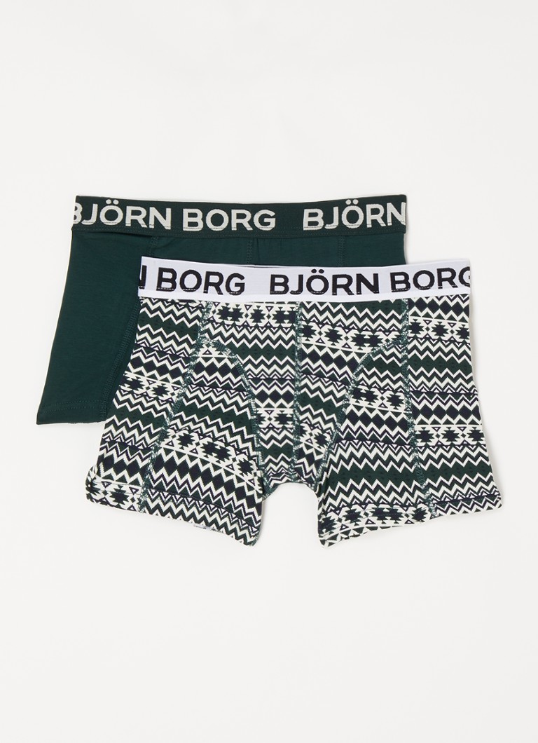 Björn Borg - Boxershort met logoband in 2-pack - Donkergroen