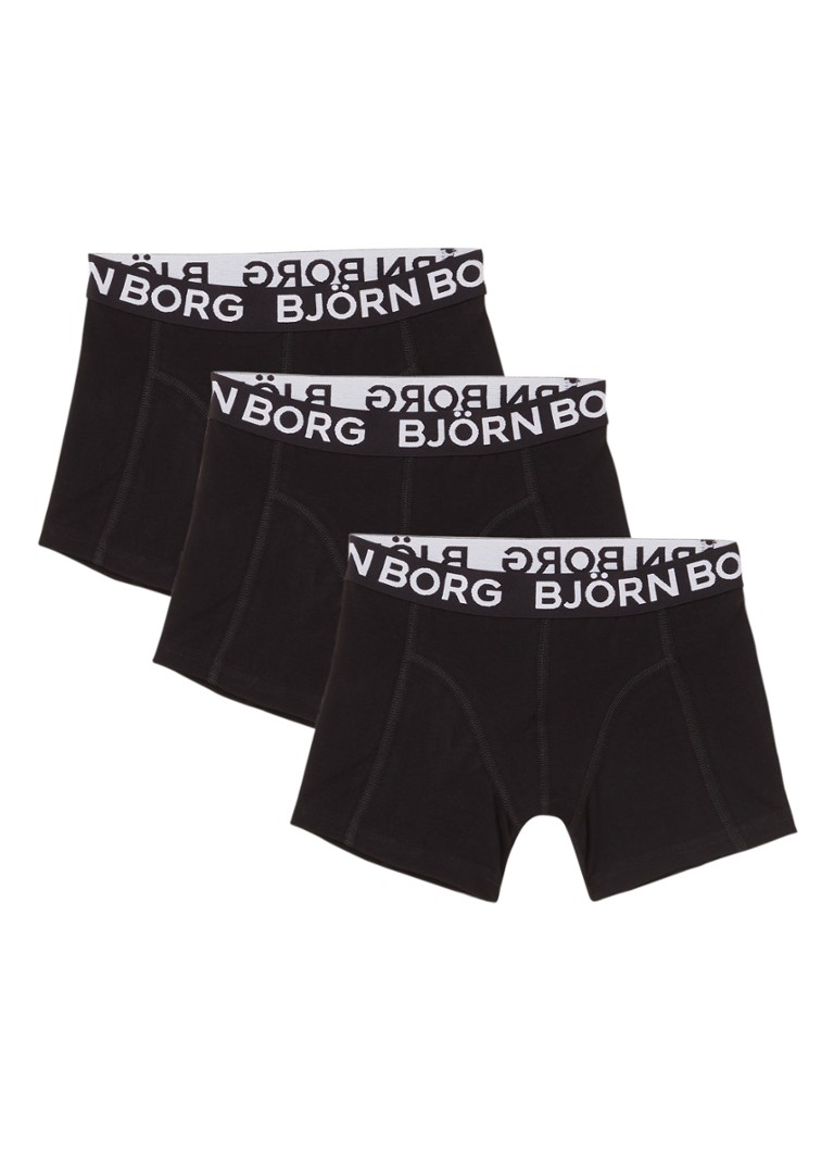 Björn Borg - Boxershorts met logoband in 3-pack - Zwart