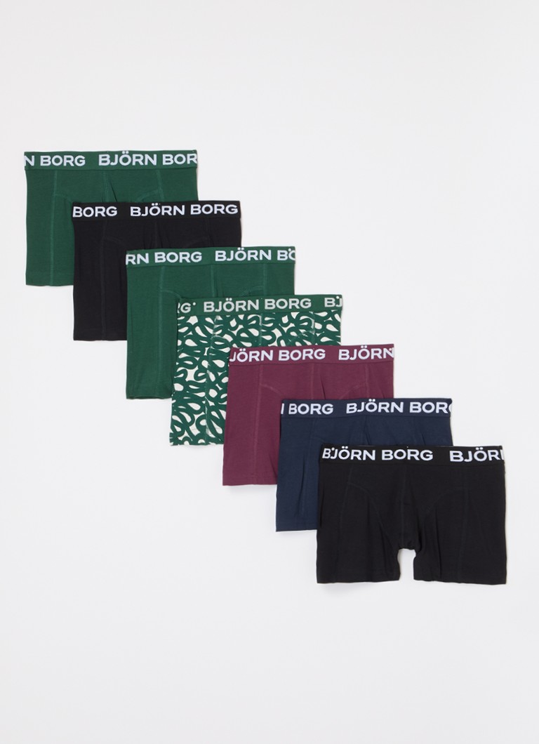 Björn Borg - Boxershorts met logoband in 7-pack - Donkergroen