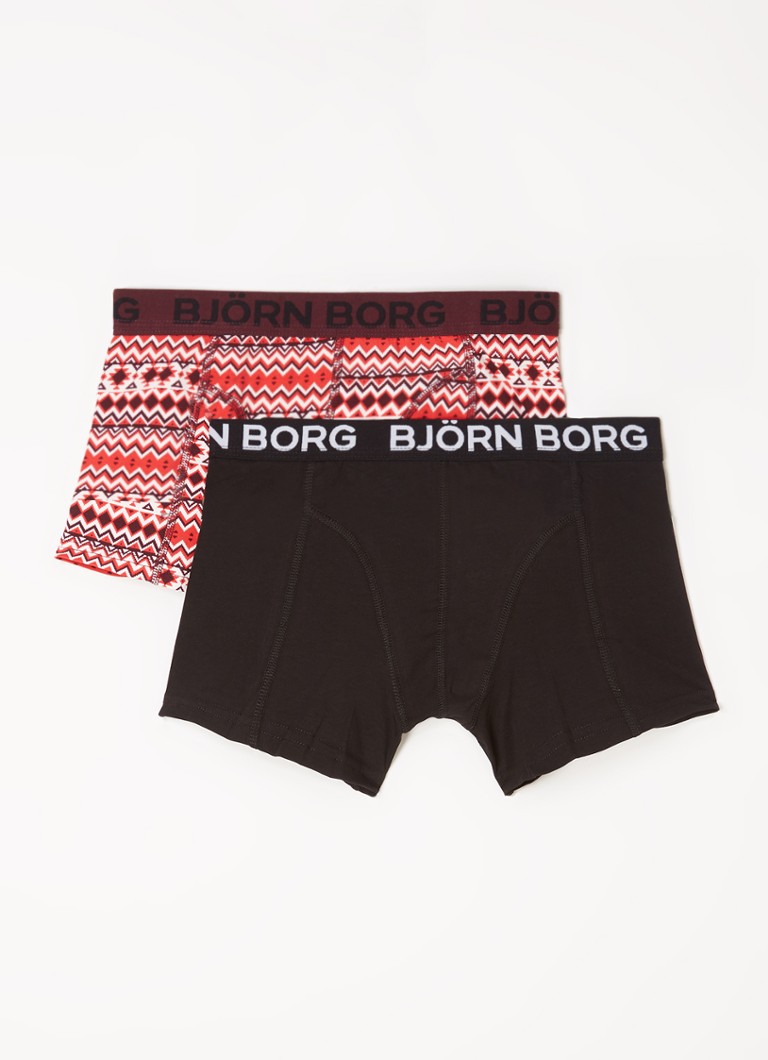Björn Borg - Boxershorts met print in 2-pack - Bordeauxrood