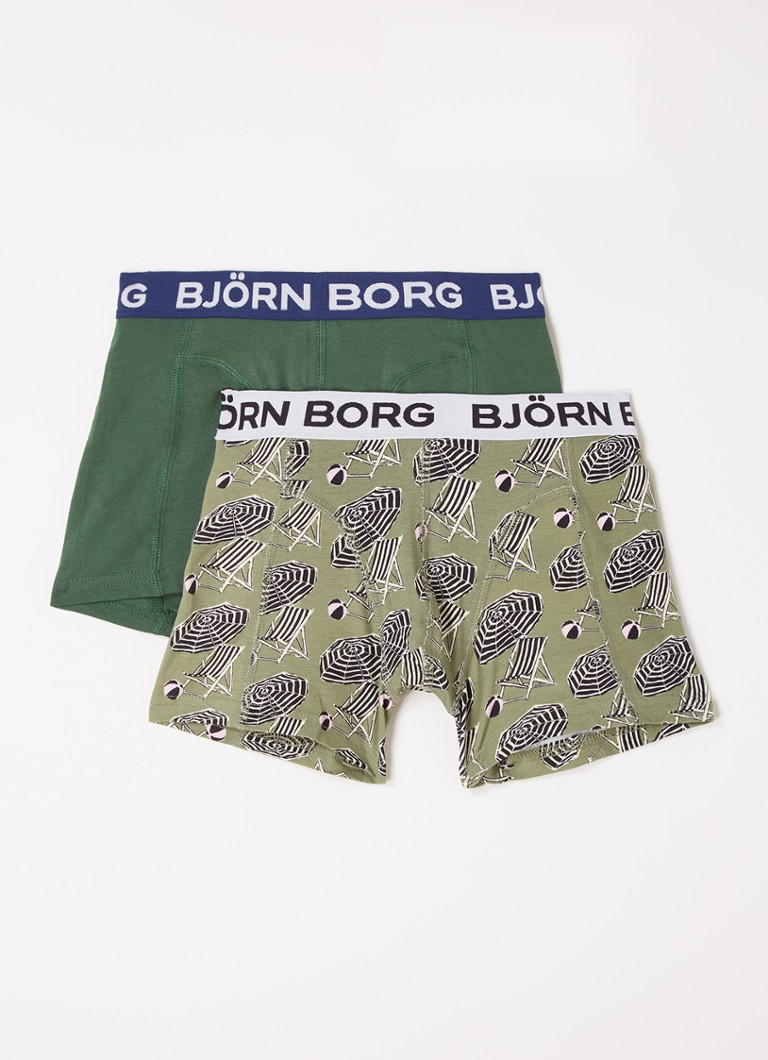 Björn Borg - Core boxershorts met logoband in 2-pack - Donkergroen