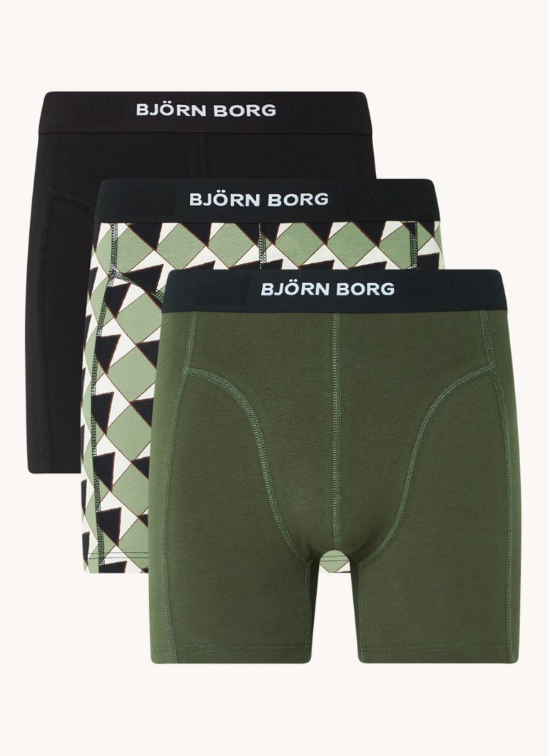 Björn Borg - Core boxershorts met logoband in 3-pack - Donkergroen