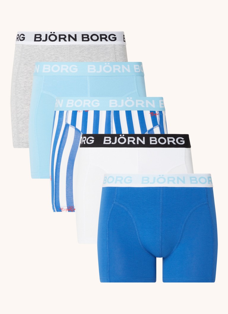 Björn Borg - Essential boxershorts met logoband in 5-pack - Blauw