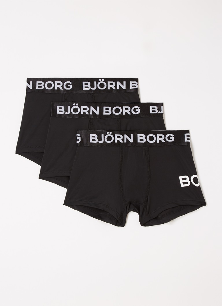 Björn Borg - Performance boxershorts met logoband in 3-pack - Zwart