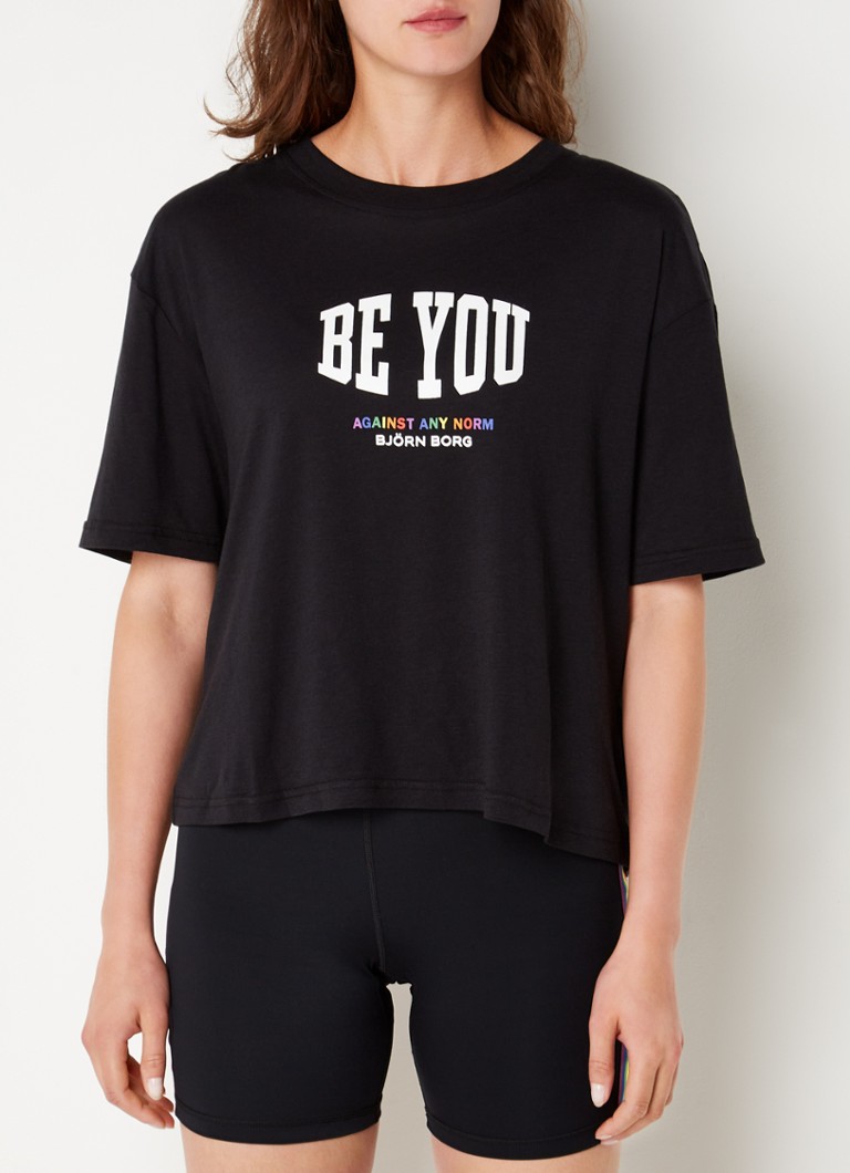 slang Naleving van Los Björn Borg T-shirt in lyocellblend met logoprint • Zwart • de Bijenkorf
