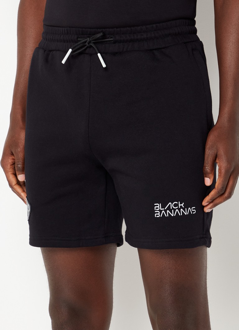 Black Bananas - Galactic straight fit korte joggingbroek met logo - Zwart