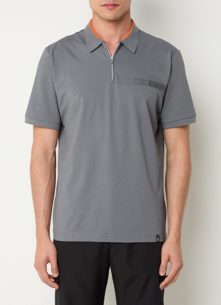 Boggi Milano Cool Jade-Fresh regular fit polo met halve rits