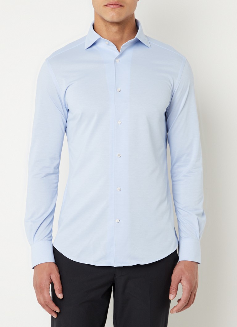 Boggi Milano - Regular fit overhemd met stretch  - Lichtblauw