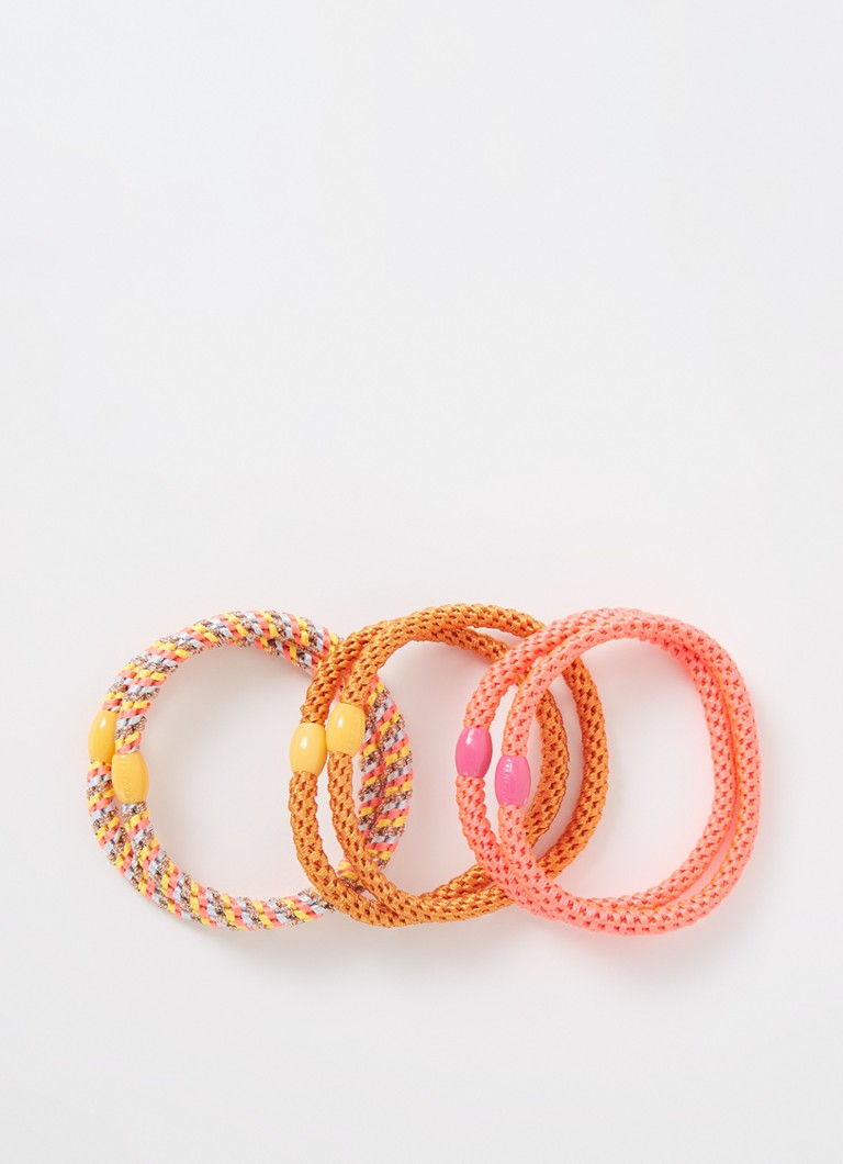 Bon Dep - Kknekki gevlochten haarelastiekjes met lurex in 6-pack - Multicolor