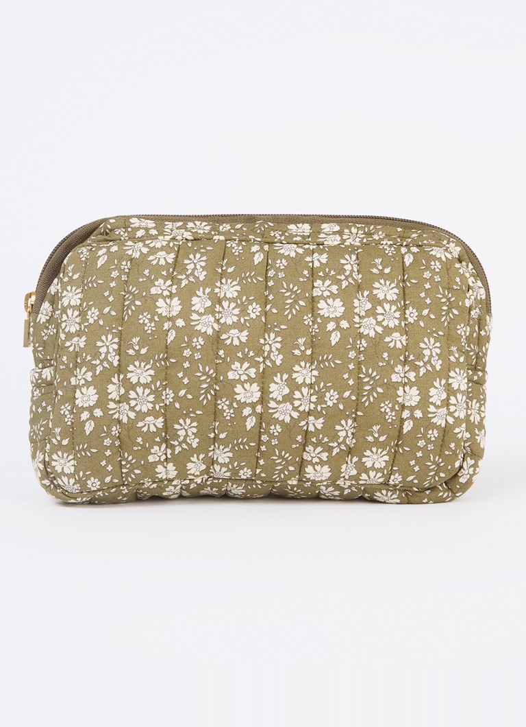 Bon Dep - Pouch Small toilettas met bloemenprint - Groen