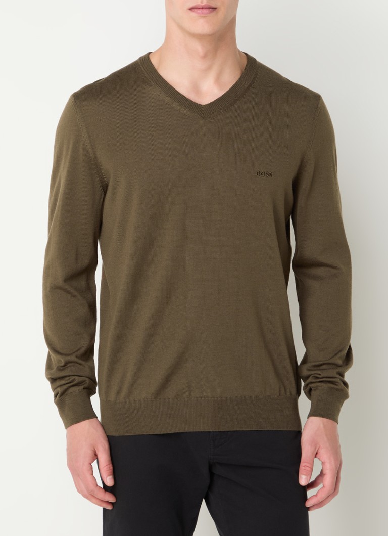 Brown Boss Pullover Baram BOSS Baram Fijngebreide Pullover Van