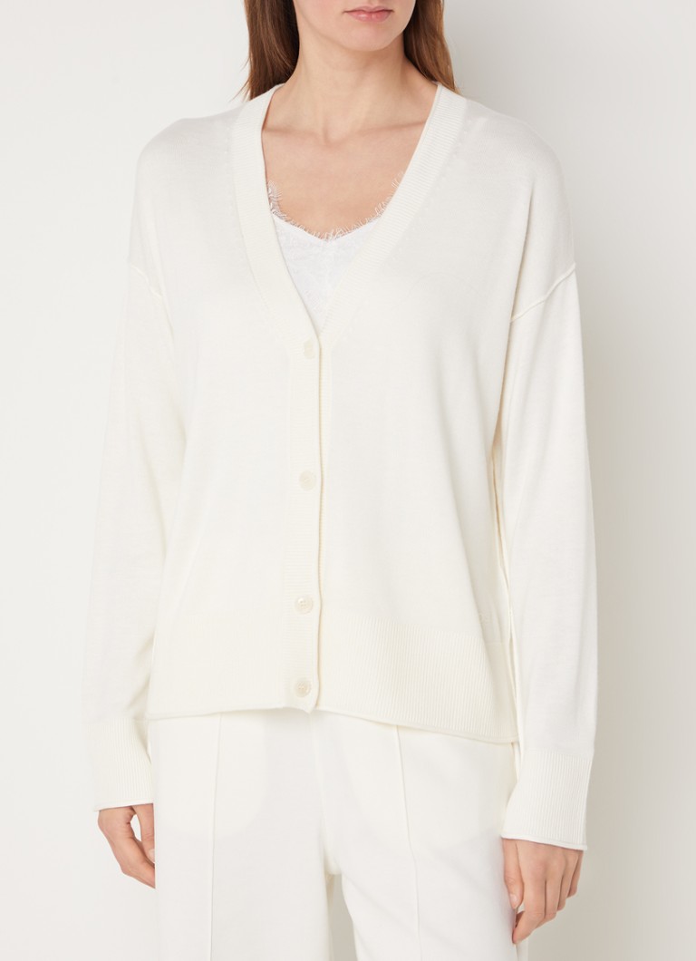 BOSS - Feda fijngebreid vest met stretch - Creme