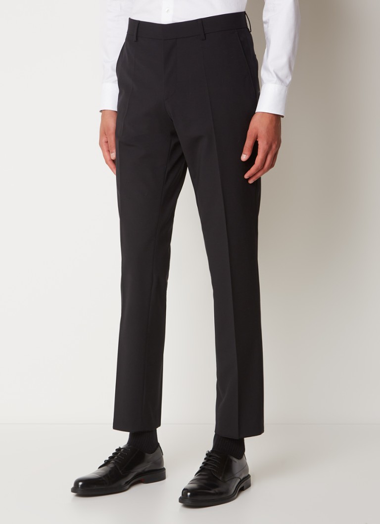 BOSS - Genius slim fit pantalon van scheerwol met steekzakken - Zwart