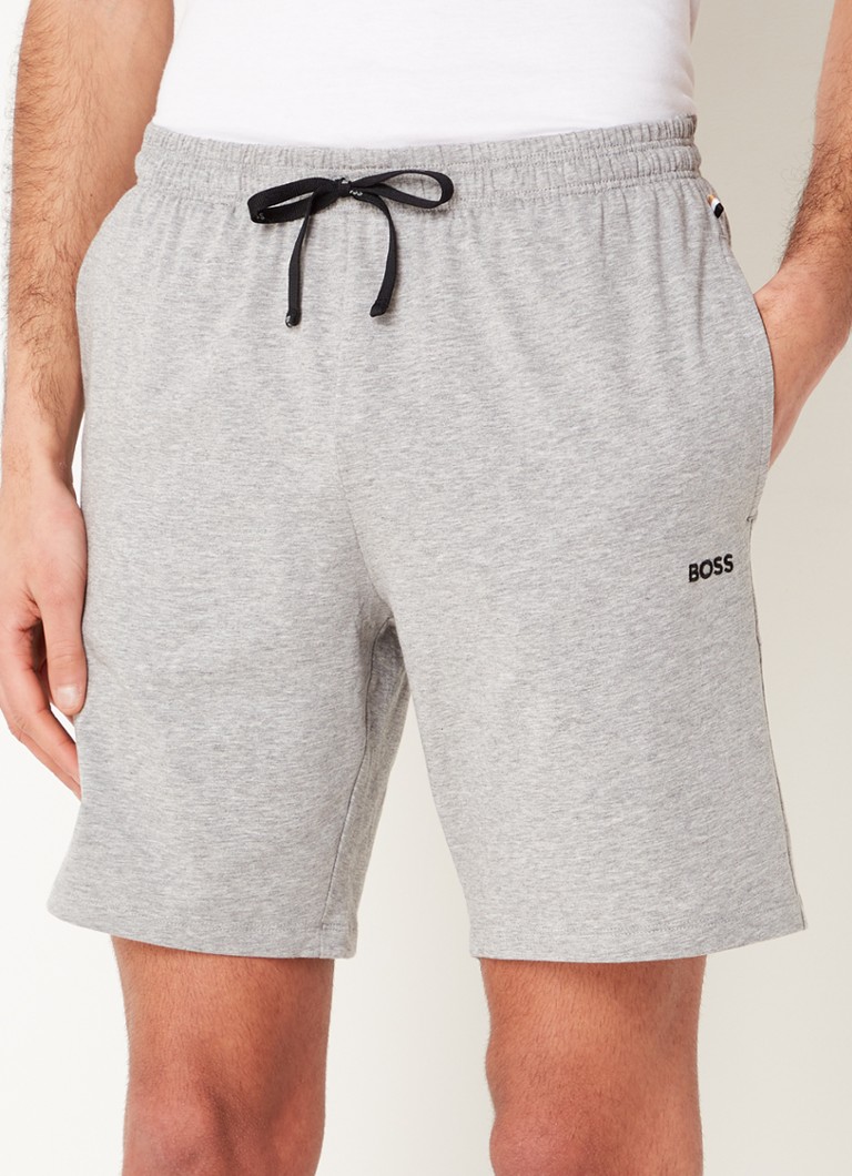 BOSS - Mix&Match straight fit korte loungebroek met logo - Grijsmele