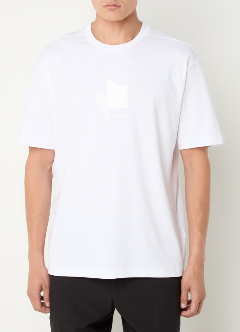 BOSS - T-shirt met logoprint - Wit