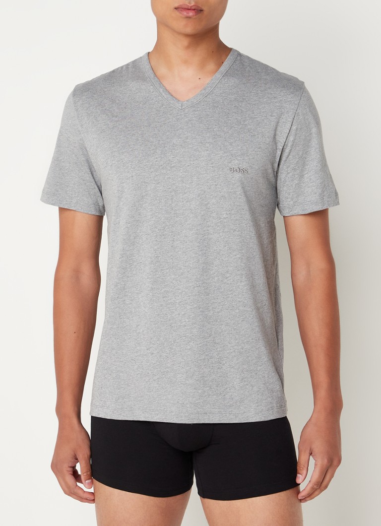 BOSS - T-shirt met V-hals in 3-pack - Grijsmele