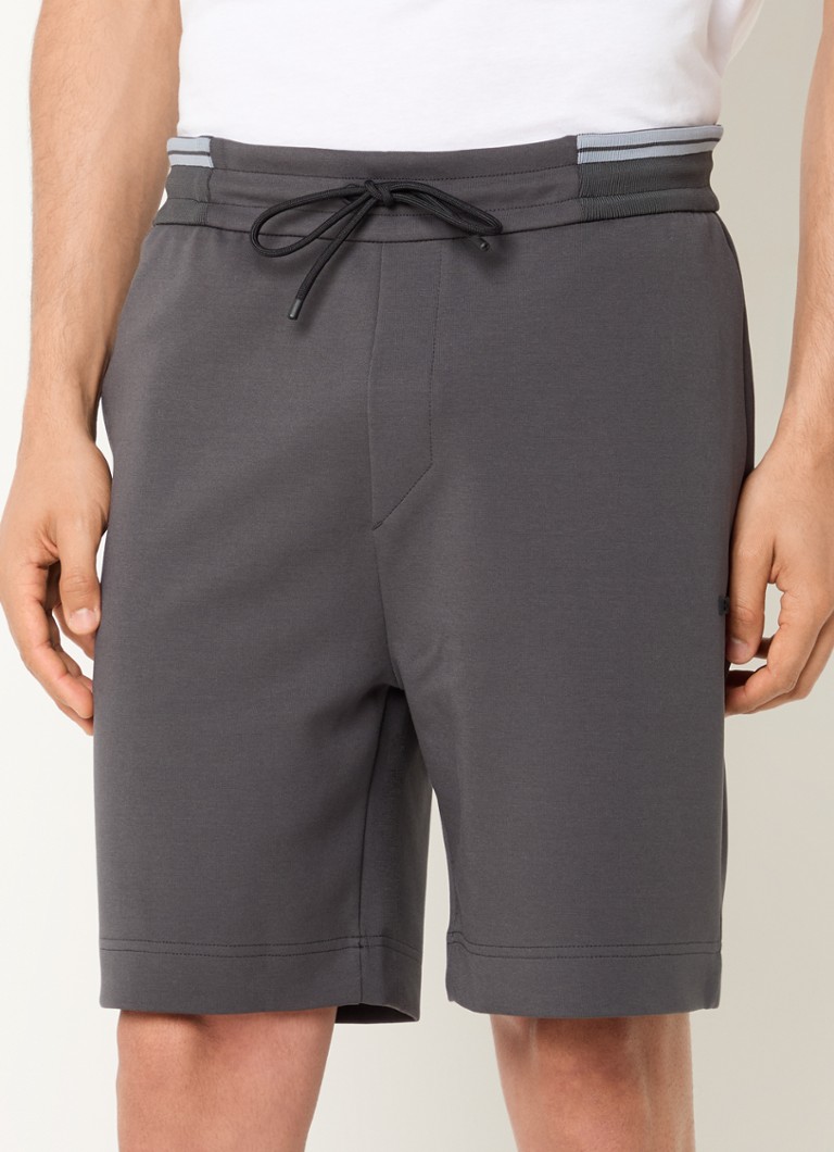 BOSS - Zone straight fit korte joggingbroek met logo - Middengrijs