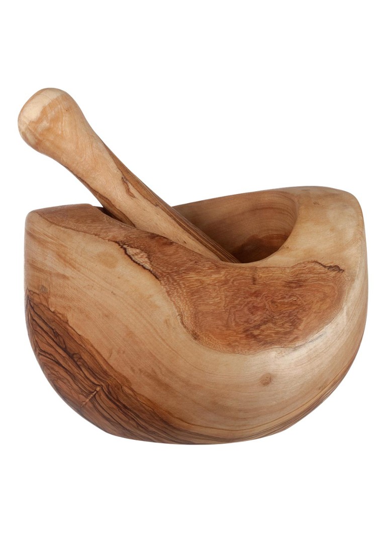 Bowls and Dishes - Vijzel met stamper van olijfhout 12 cm - Bruin