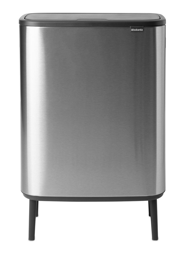 Brabantia - Bo Touch Bin Hi prullenbak met deksel op pootjes 60 liter - Zilver
