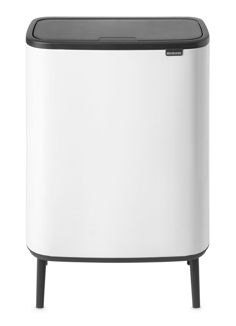 Brabantia - Bo Touch Bin Hi recycle duo prullenbak met deksel op pootjes 2 x 30 liter - Wit