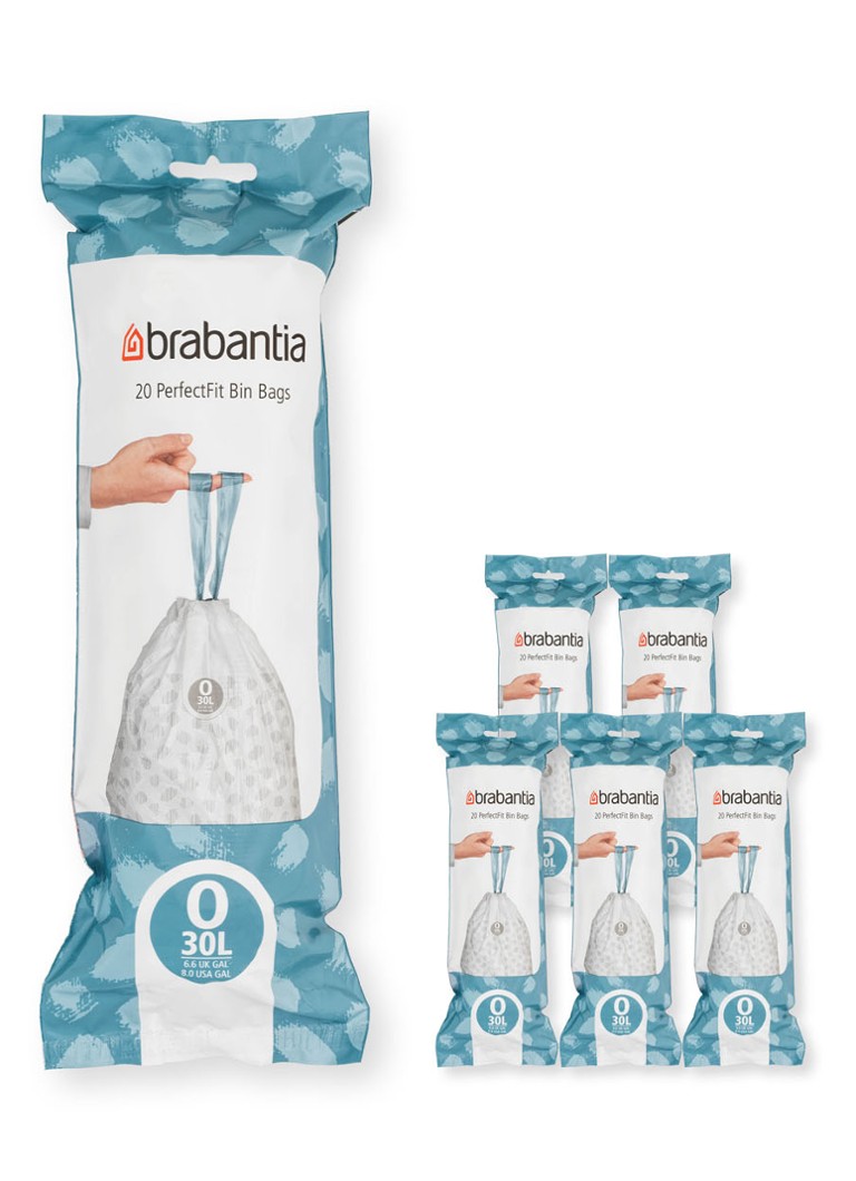 Brabantia - Perfect Fit afvalzak code O 30 liter 6 x 20 stuks - Wit